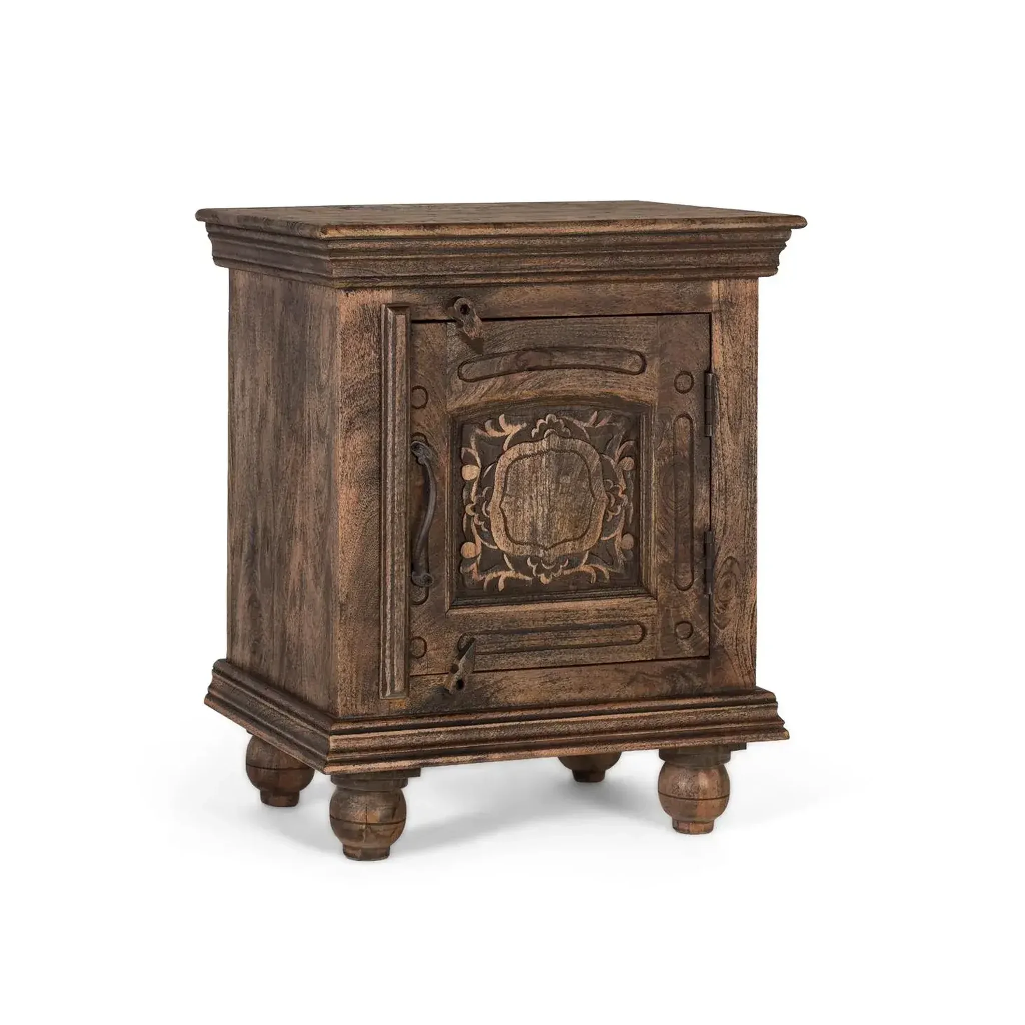 Voir la diapositive 2 : GINER Y COLOMER SL Table de chevet en bois de manguier 55 cm style rustique moderne