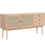 Voir la diapositive 6 : HOMIFAB Buffet 2 portes 3 tiroirs en bois et cannage naturel 170 cm - Eden