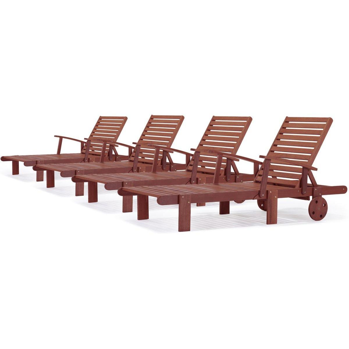 Habitat et Jardin Bain de soleil pliant en bois exotique  Tokyo  - Mohogany - Marron acajou - Lot de 4