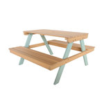 SWEEEK Table de pique-nique en bois d'acacia pour enfant. salon de jardin 4 places vert de gris et teck - Caroline