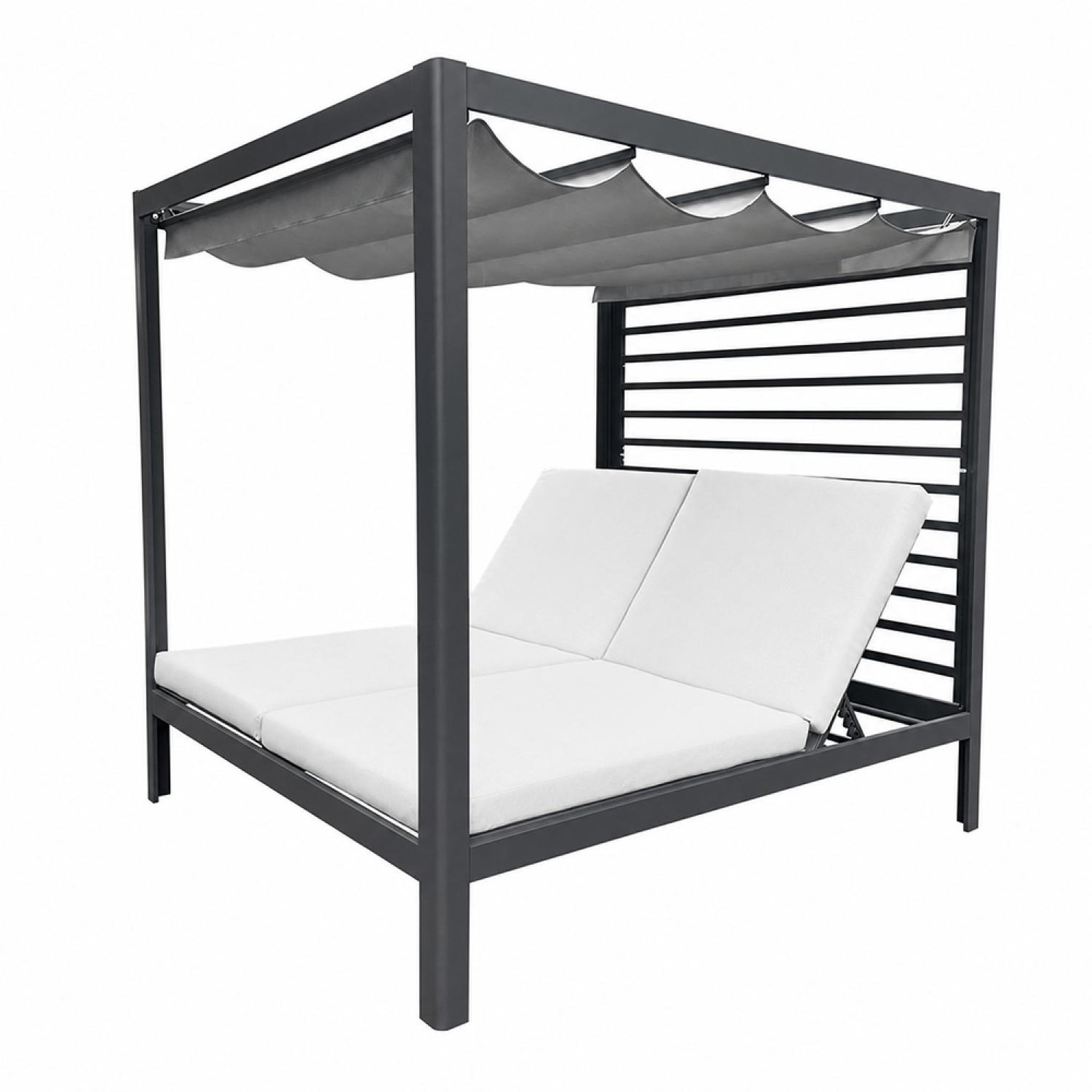 CONCEPT USINE Lit de jardin 2 places structure aluminium gris foncé matala