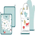 Les Ateliers du Linge Lot gant et manique 100% coton 185gsm cap normand. Coloris disponibles : Blanc