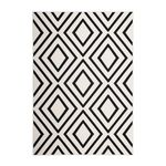 Paris Prix Tapis Imprimé à Poils Courts  Lina  Ivoire & Noir. Coloris disponibles : Blanc