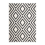Paris Prix Tapis Imprimé à Poils Courts  Lina  Ivoire & Noir. Coloris disponibles : Blanc