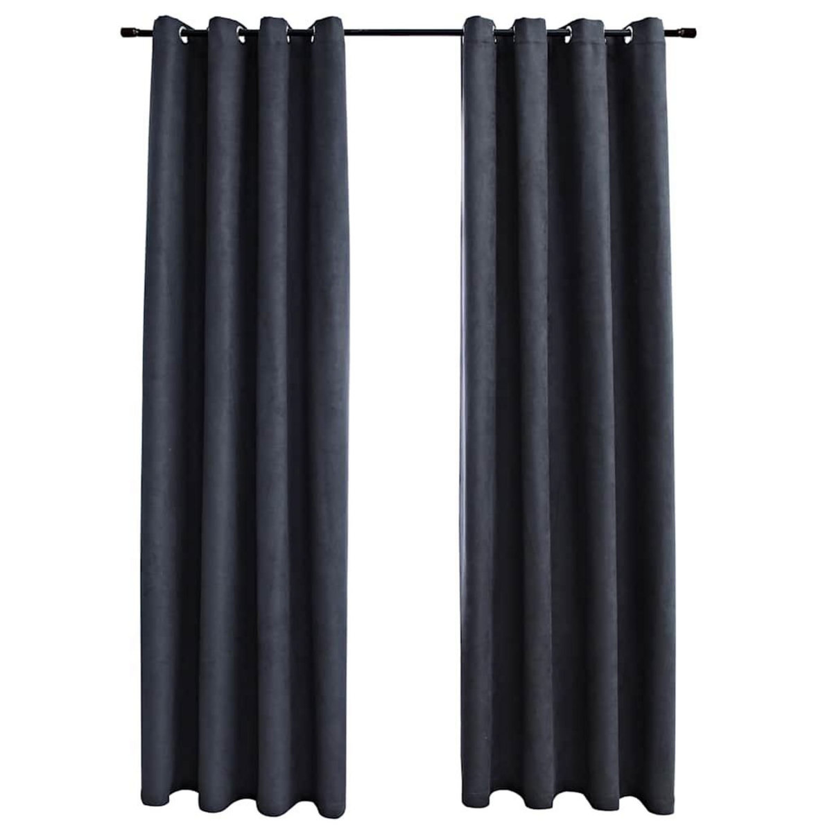 VIDAXL Rideaux occultants avec anneaux Metal 2pcs Anthracite 140x245cm