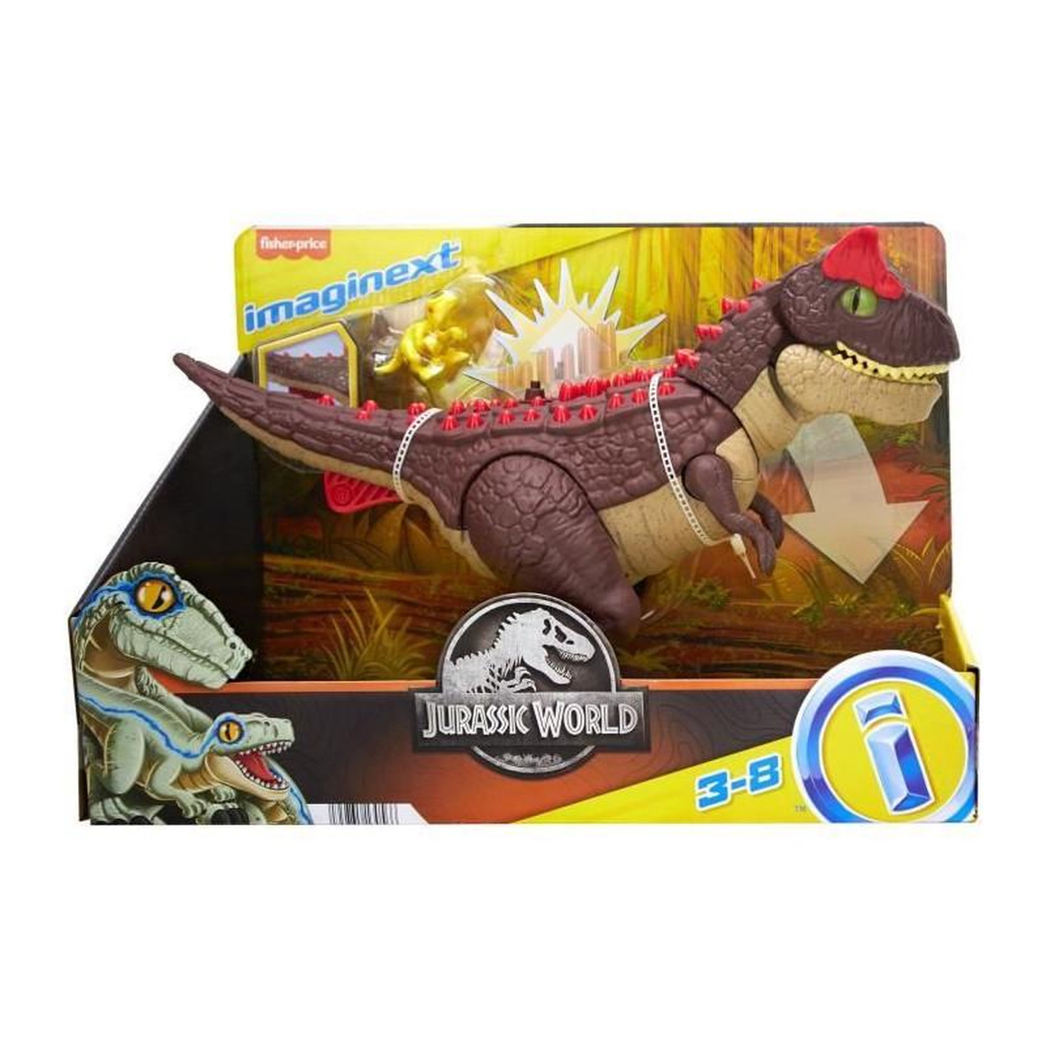 Voir la diapositive 2 : FISHER PRICE CARNOTAURUS ATTAQUE DE PIQUES - FISHER-PRICE - HML42 - FIGURINE IMAGINEXT JURASSIC WORLD
