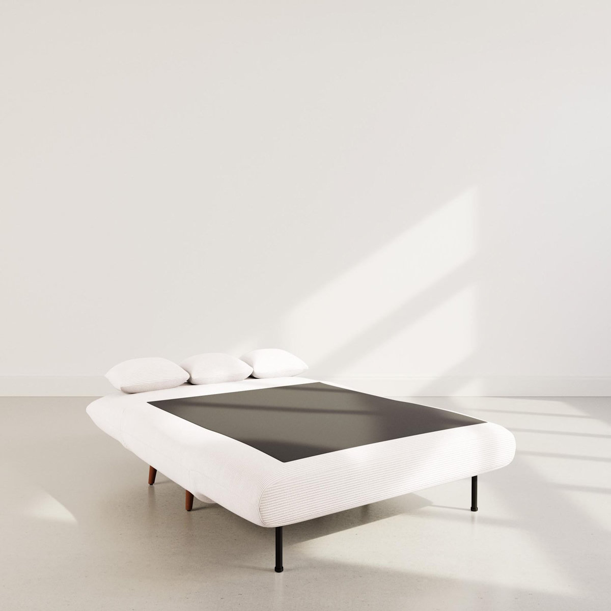 BEST MOBILIER Lumi - banquette convertible clic-clac 2 places en velours côtelé