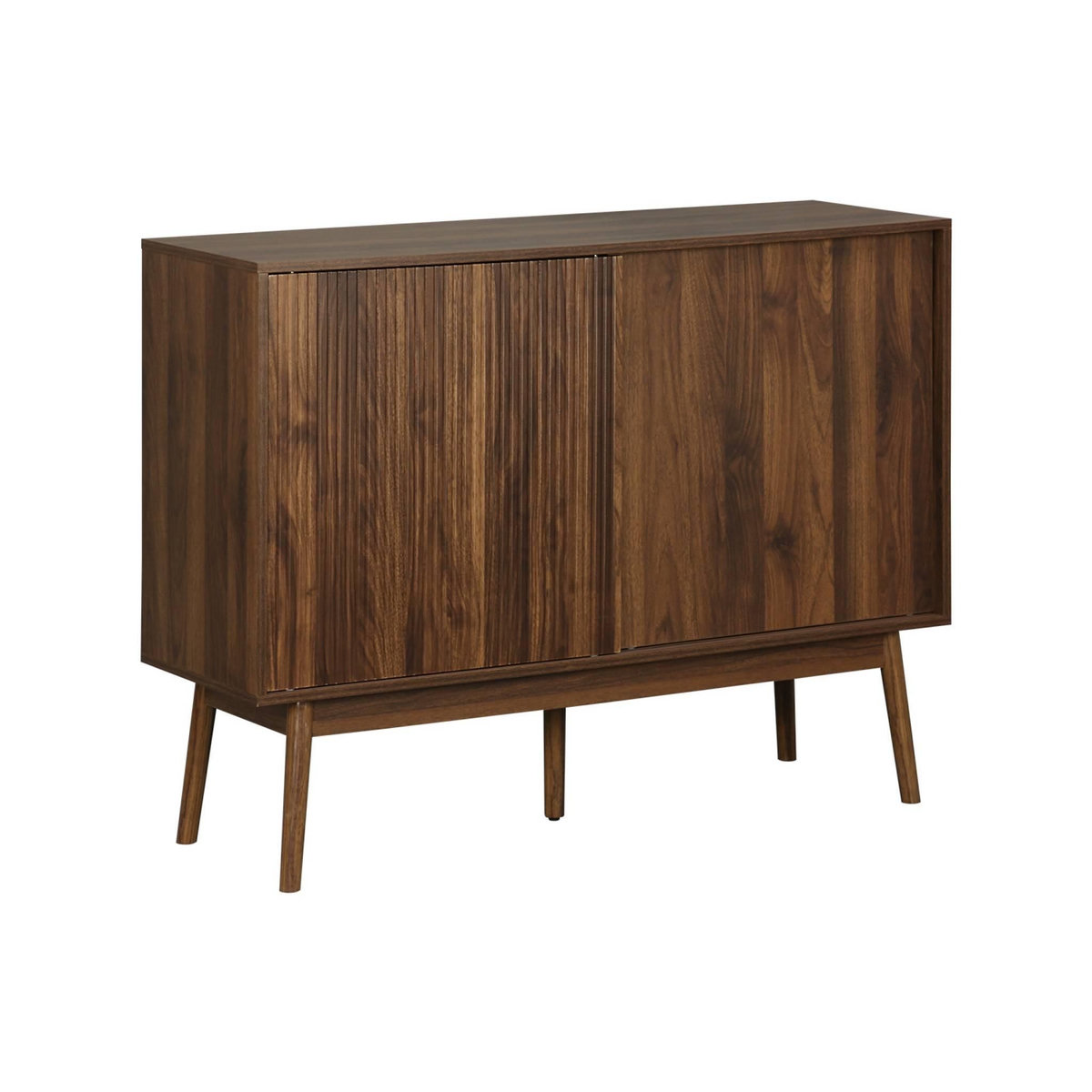 SWEEEK Buffet de rangement décor bois de noyer. 2 portes coulissantes. buffet haut. vaisselier. L 115 x l 39.5 x H 90cm - Linear