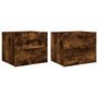 Voir la diapositive 2 : VIDAXL Tables de chevet murales avec lumieres LED 2 pcs chene fume