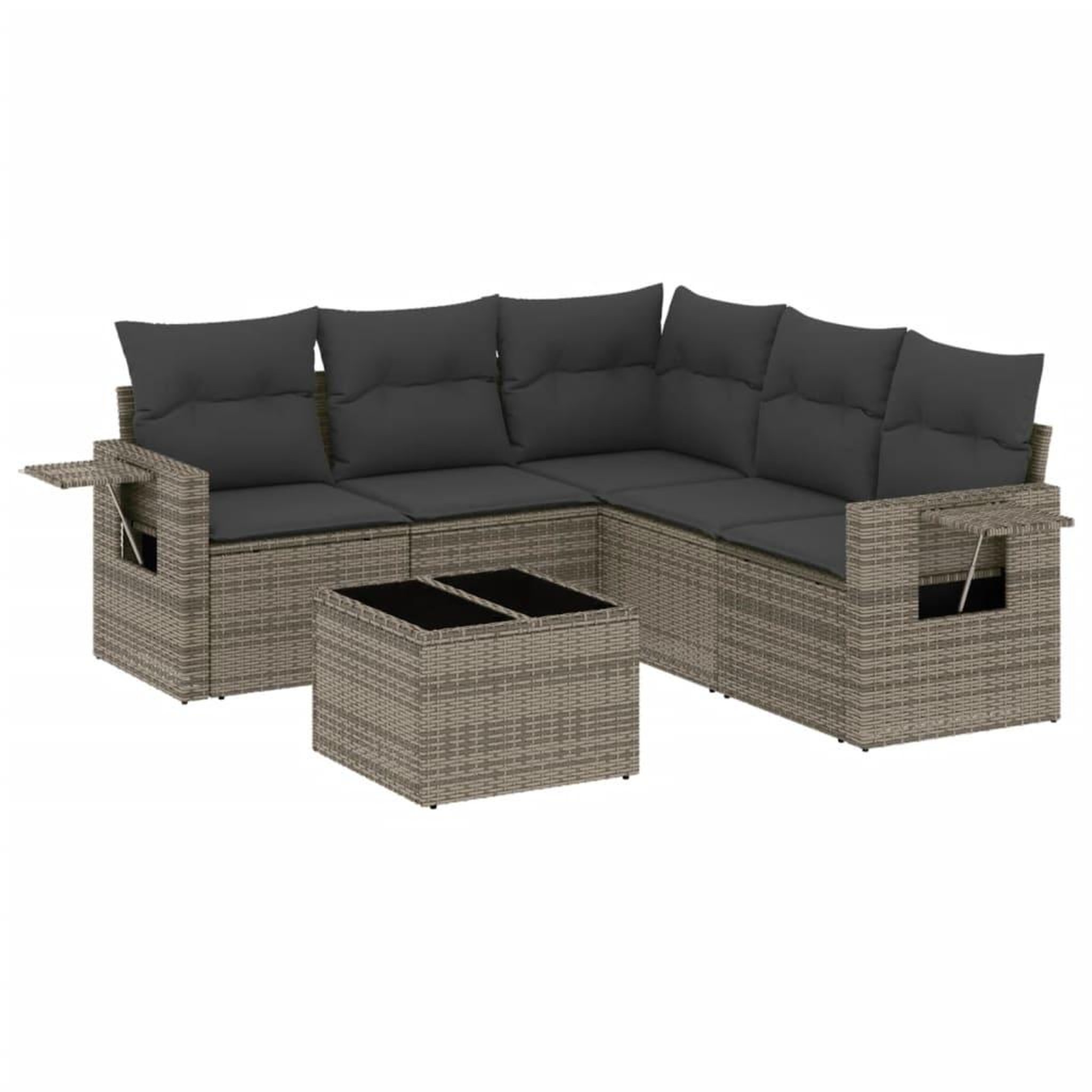 Voir la diapositive 2 : VIDAXL Salon de jardin 6 pcs avec coussins gris resine tressee