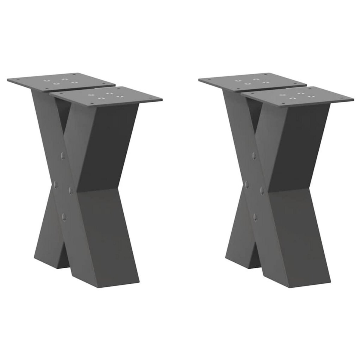 VIDAXL Pieds de table basse forme de X 2 pcs anthracite 30x(30-31) cm
