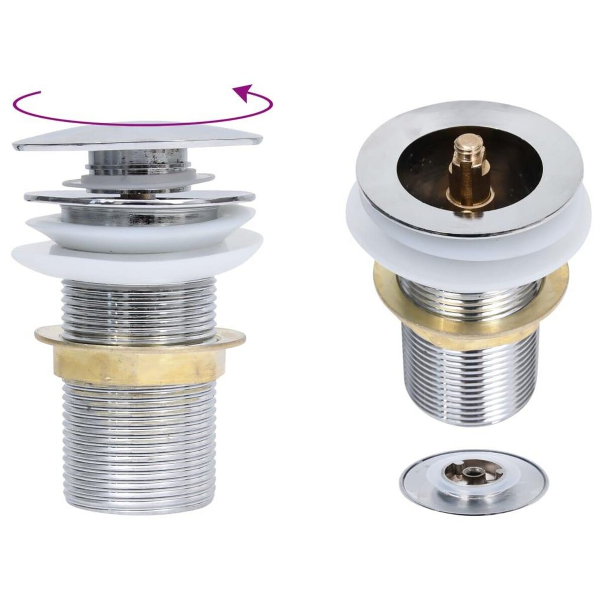 VIDAXL Drain a poussoir sans debordement Chrome 6,4x6,4x9,1 cm