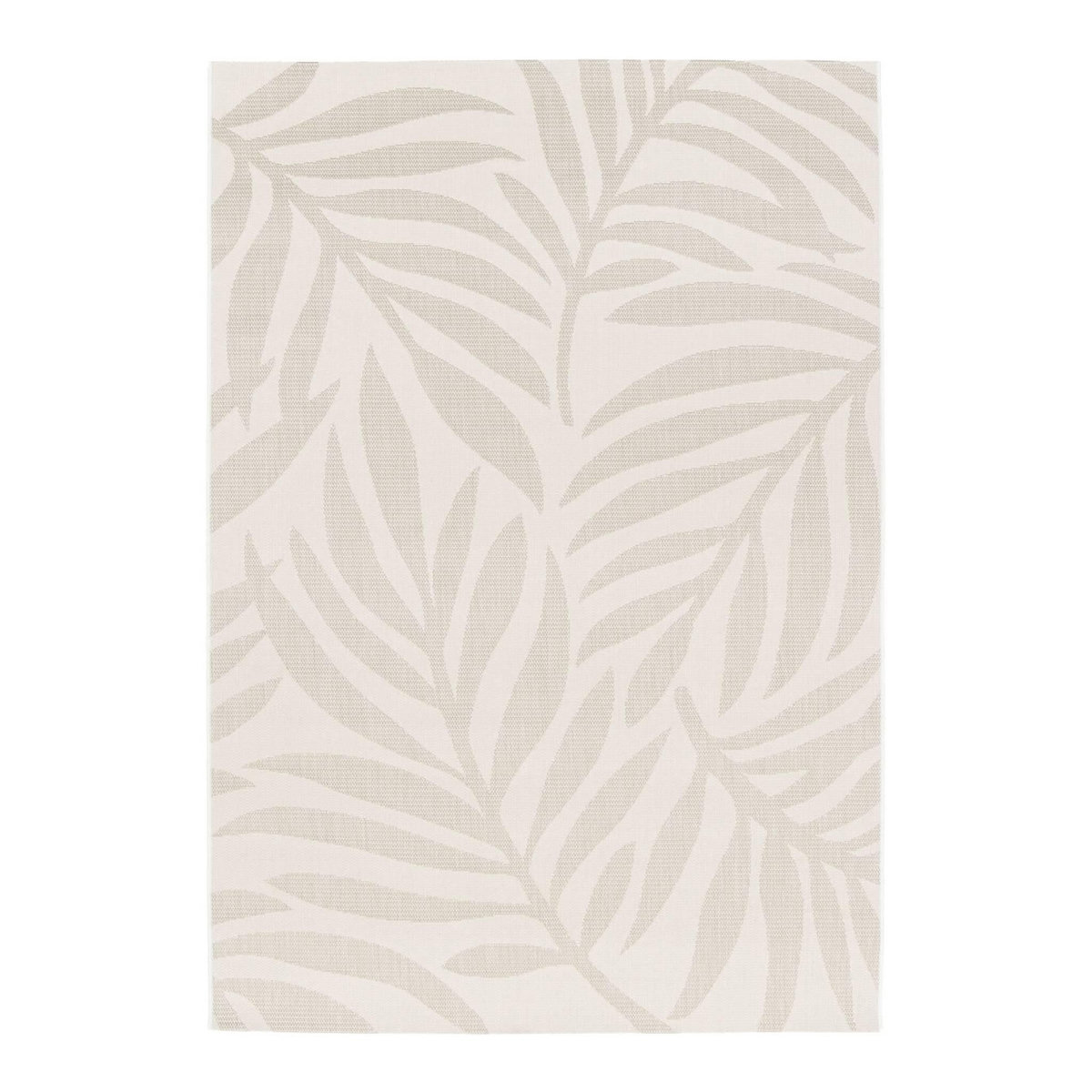 SWEEEK Tapis intérieur/extérieur motif végétal crème et beige polyester recyclé Kate