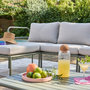 Voir la diapositive 3 : SWEEEK Salon de jardin modulable aluminium kaki et tissu beige 4 places - Arcadia