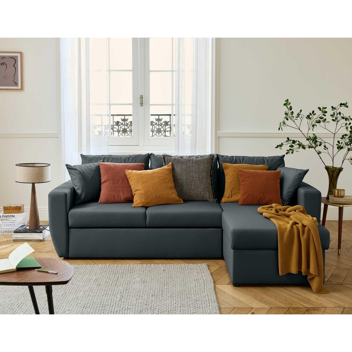 BEST MOBILIER Astoria - canapé d'angle réversible 4 places - convertible avec coffre - en simili