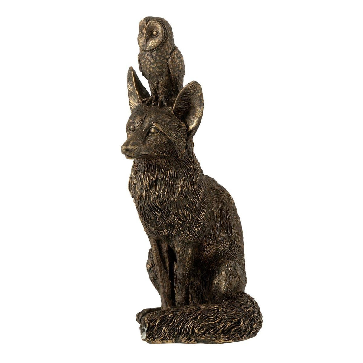 Paris Prix Statuette Renard en Résine  Hibou  28cm Bronze