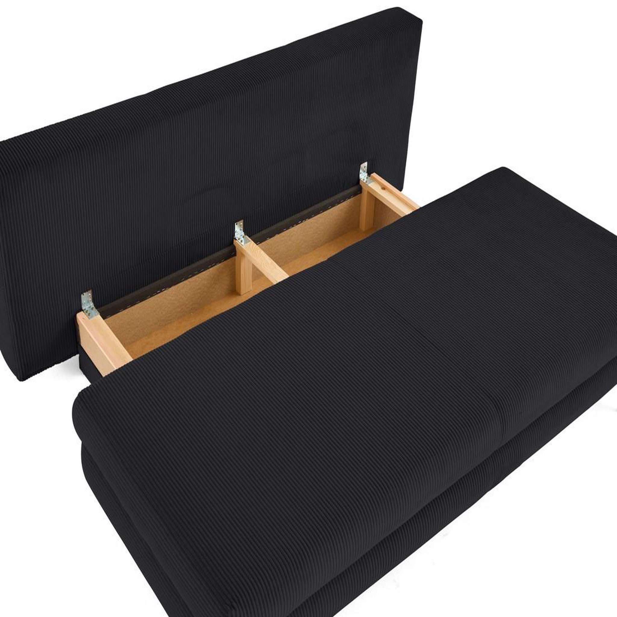 Voir la diapositive 3 : BEST MOBILIER Elton - canapé 3 places convertible avec coffre en velours côtelé