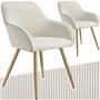 Voir la diapositive 1 : tectake Chaise de salle à manger rembourrée en velours côtelé crème/or Lot de 2