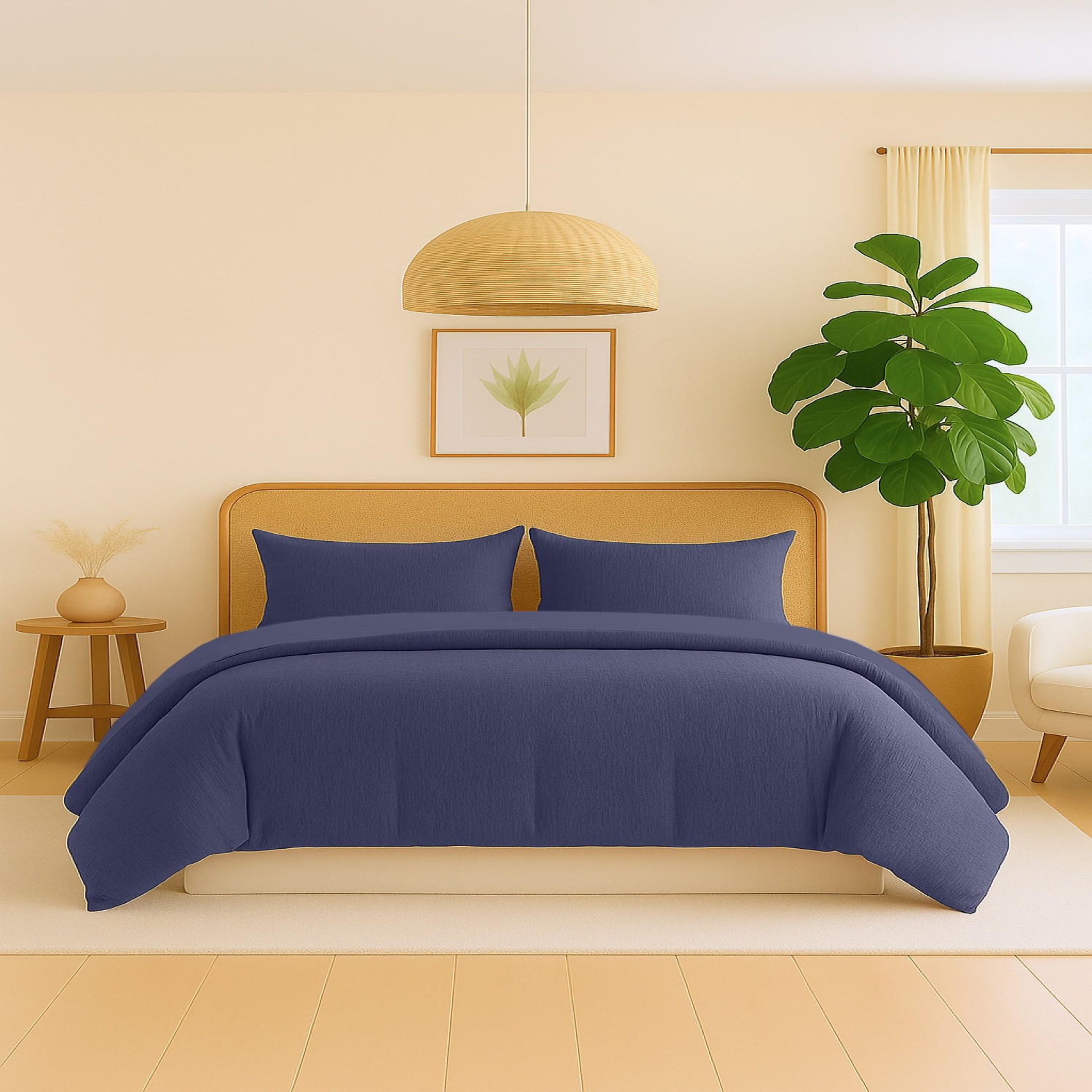 Voir la diapositive 2 : Home collection Parure housse de couette 100% gaze de coton