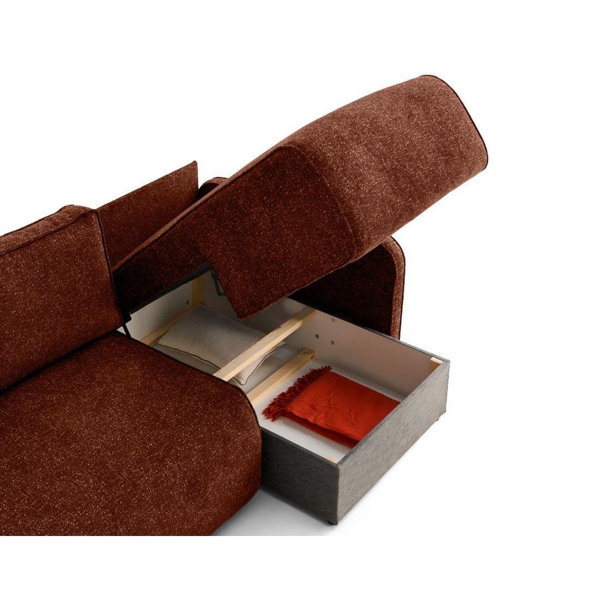 LISA DESIGN Apolline - canapé d'angle réversible 4 places convertible avec coffres en tissu moucheté