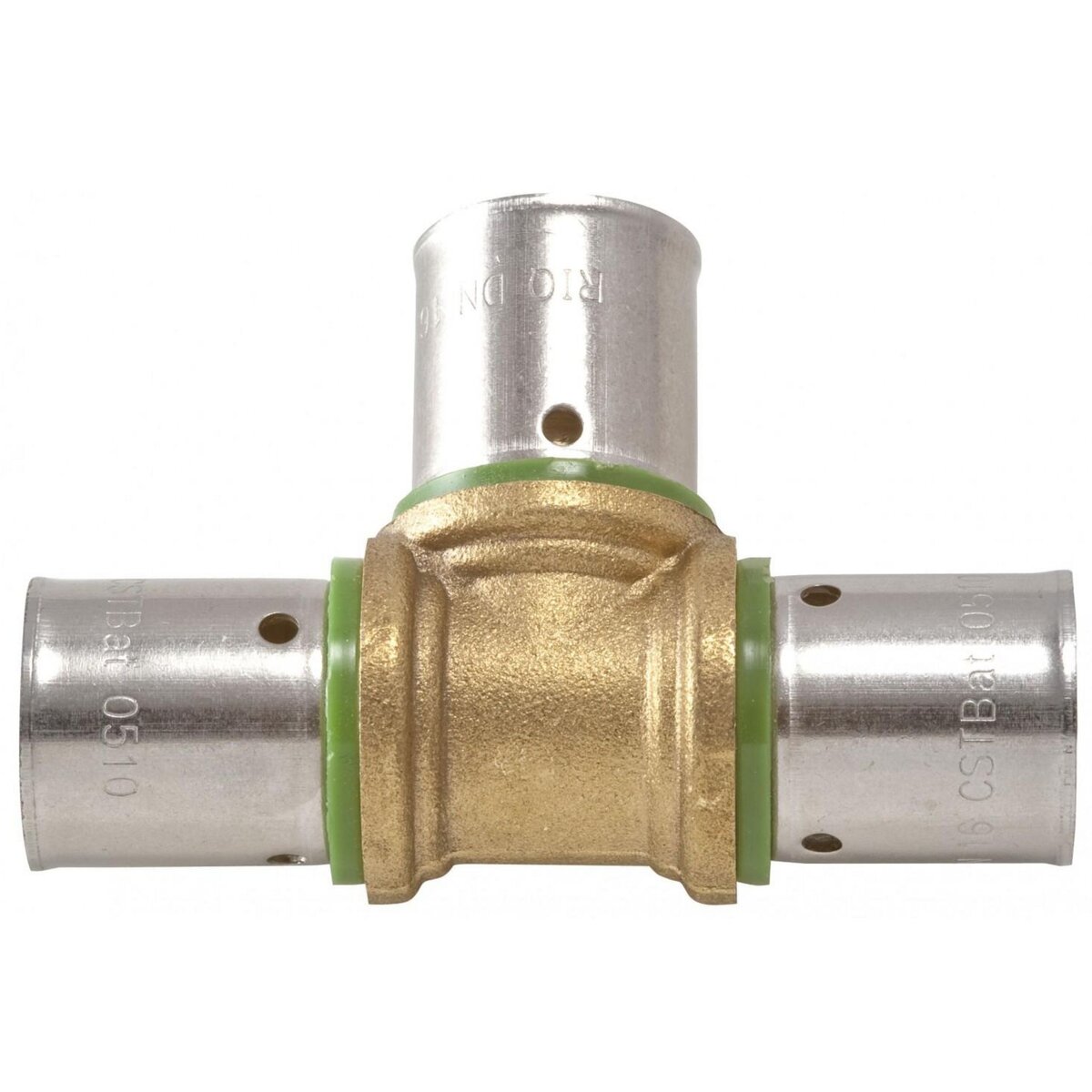 CENTRALE BRICO Raccord Té égal à sertir laiton D.16 pour tube en per