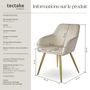 Voir la diapositive 6 : tectake Chaise rembourrée aspect velours crème/or