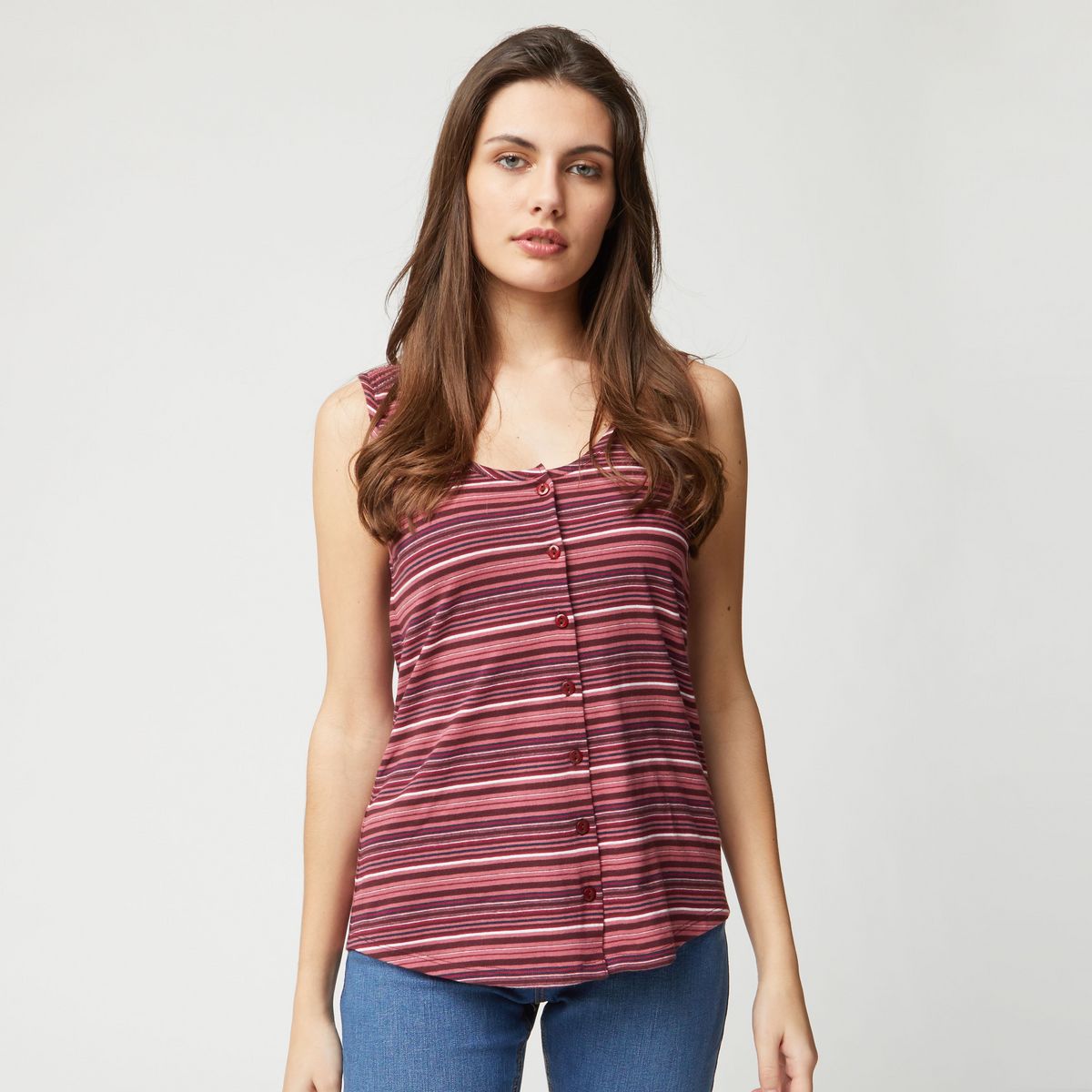 IN EXTENSO Débardeur violet à rayure avec boutons devant femme