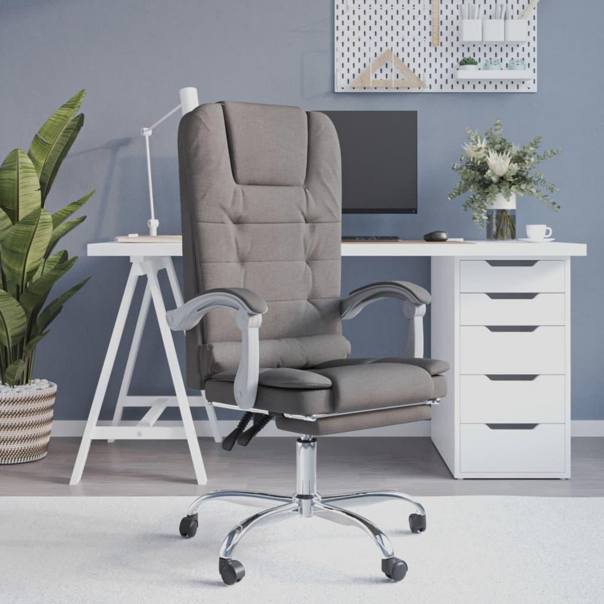 VIDAXL Fauteuil de massage inclinable de bureau Taupe Tissu
