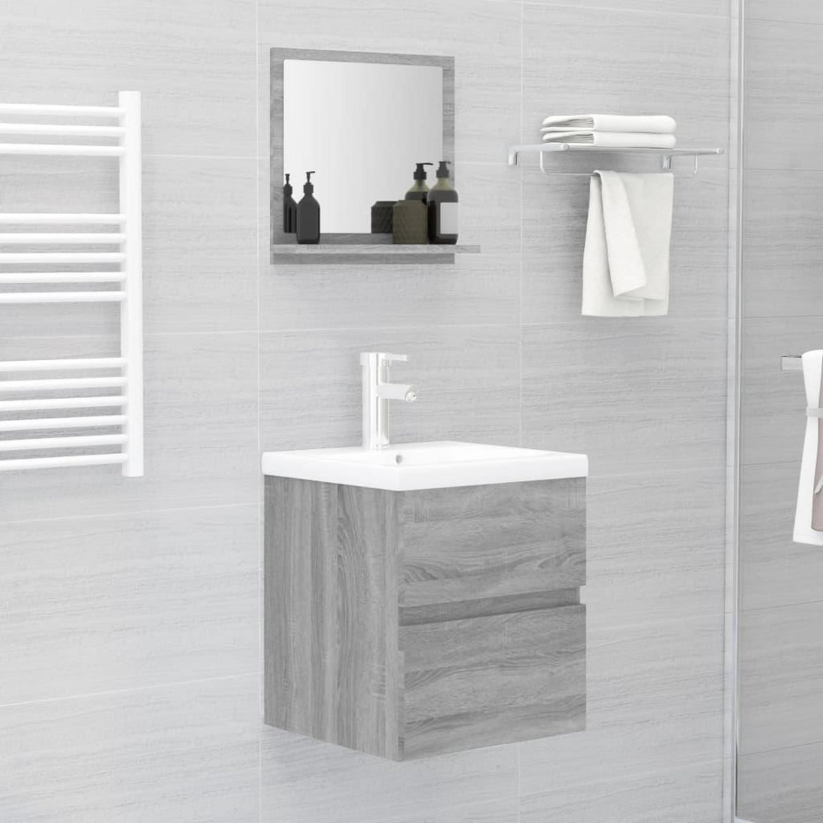 VIDAXL Miroir de bain Sonoma gris 40x10,5x37 cm Bois d'ingenierie