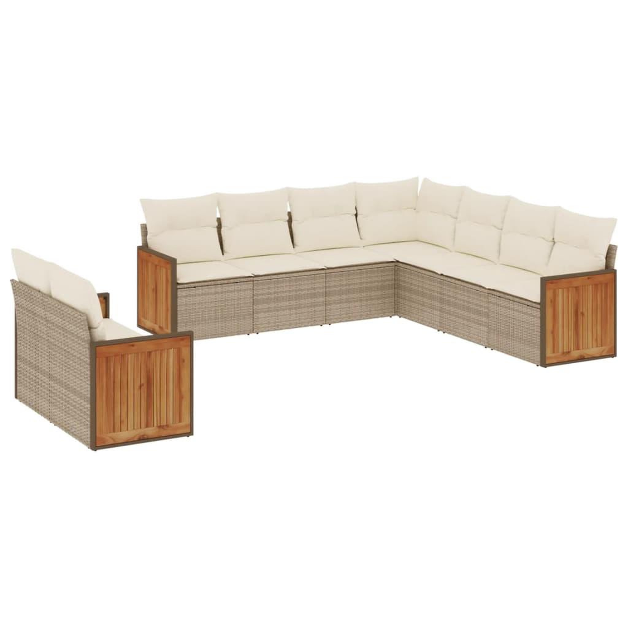 Voir la diapositive 2 : VIDAXL Salon de jardin avec coussins 9 pcs beige resine tressee