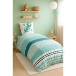 Les Ateliers du Linge Parure De Housse De Couette 100%coton 2pcs 140x200cm Louma - Bleu Canard