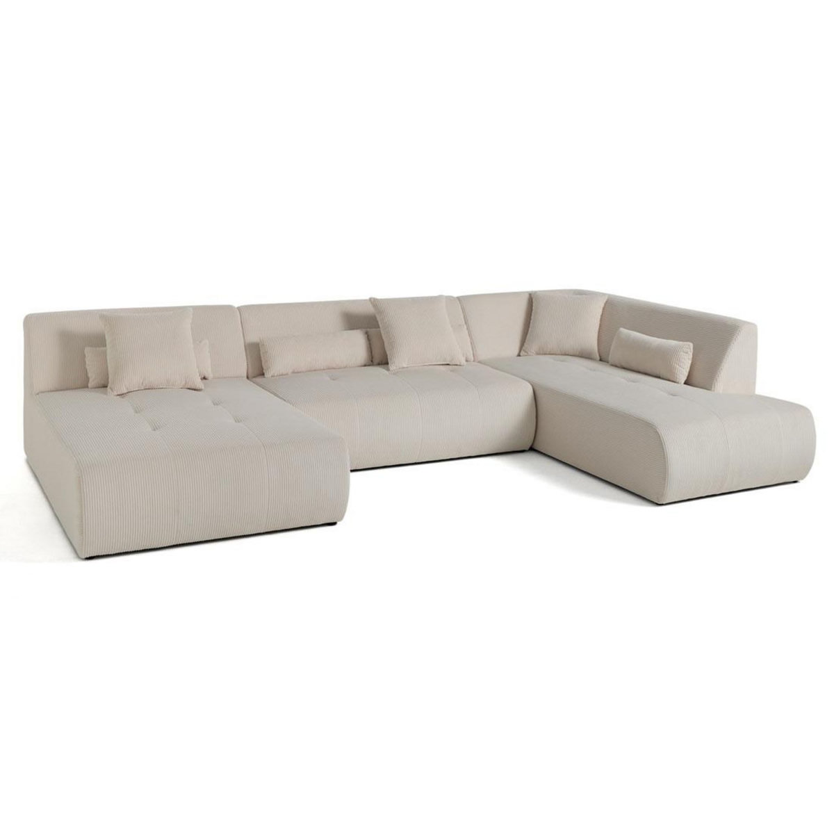 LISA DESIGN Onyx - canapé panoramique d'angle droit 7 places - en velours côtelé