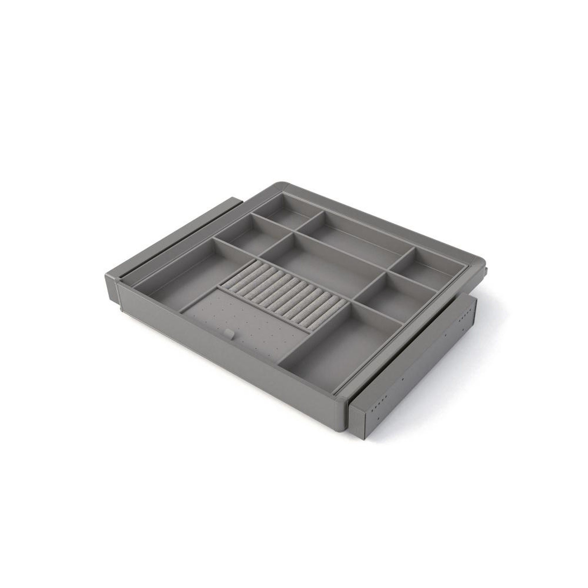 EMUCA SRL Kit tiroir organisateur et rack ajustable Quartz pour armoires -  glissières extension totale et à fermeture douce -  Module 60cm -  Finition Titane