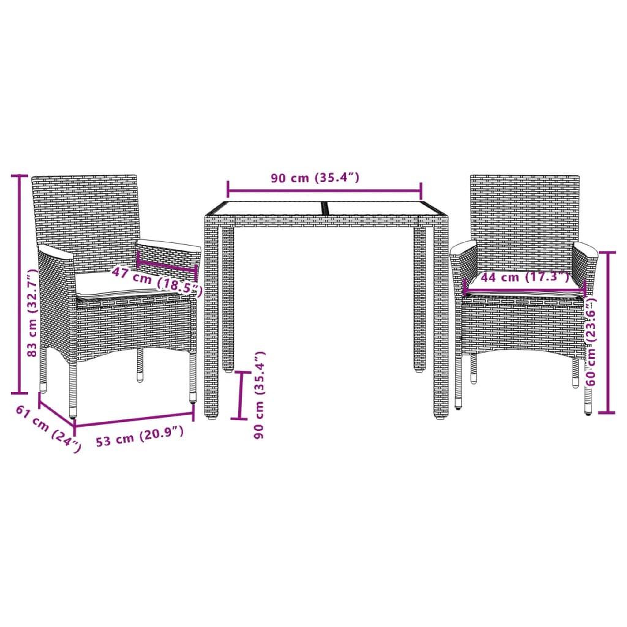 Voir la diapositive 6 : VIDAXL Ensemble a manger de jardin et coussins 3 pcs gris rotin acacia
