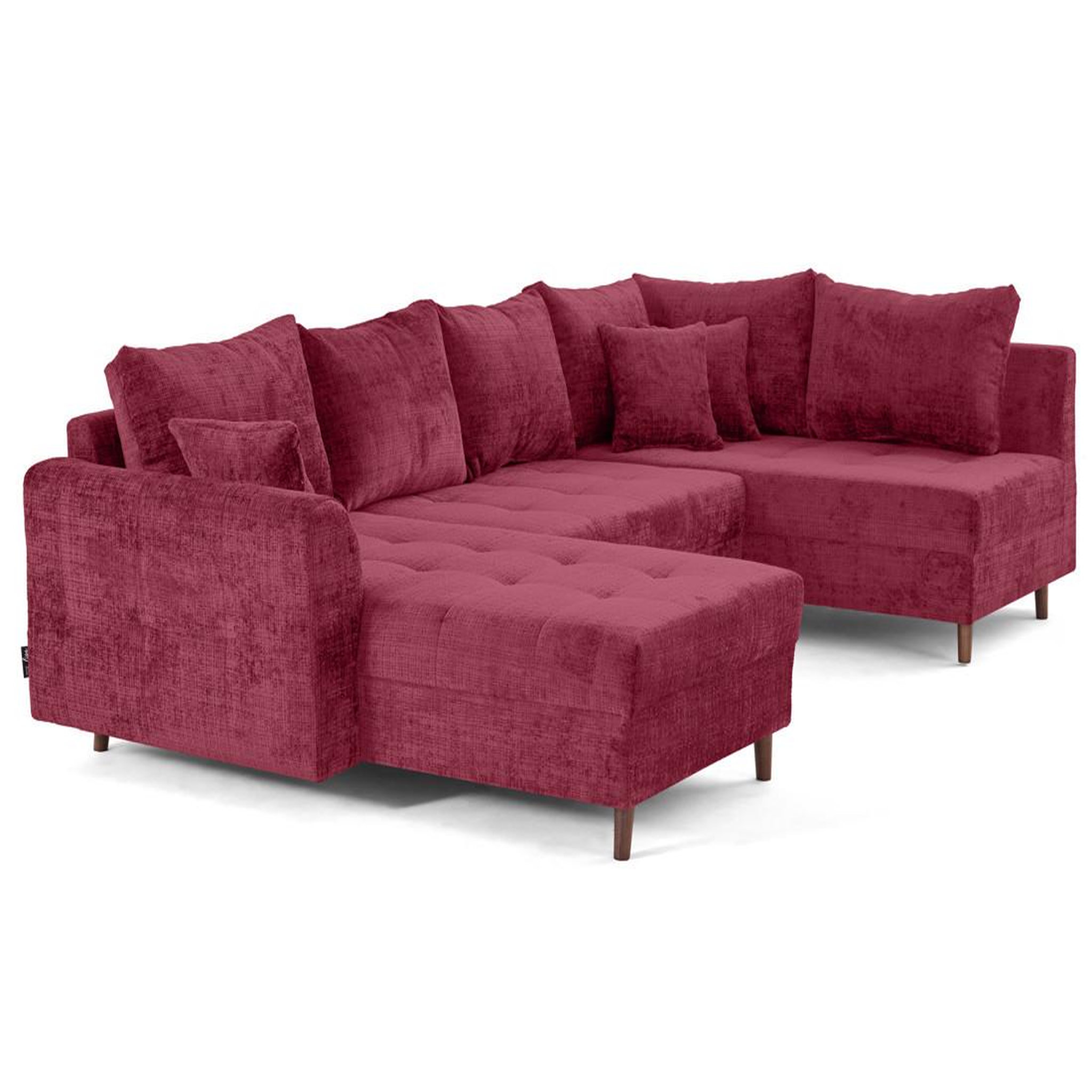 Voir la diapositive 4 : BEST MOBILIER Rune - canapé panoramique d'angle droit 7 places en velours texturé