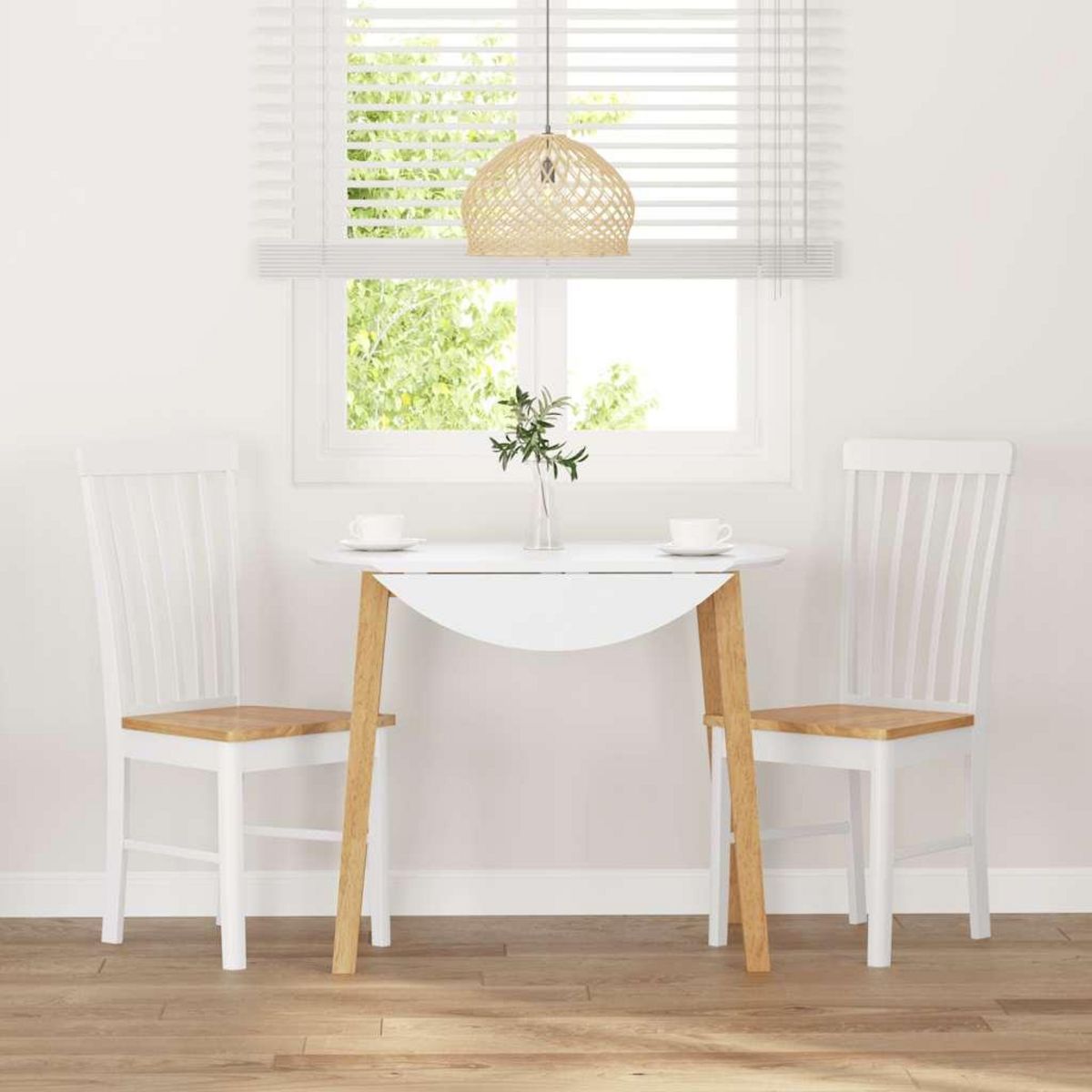 VIDAXL Chaises a manger 2 pcs blanc bois massif caoutchouc