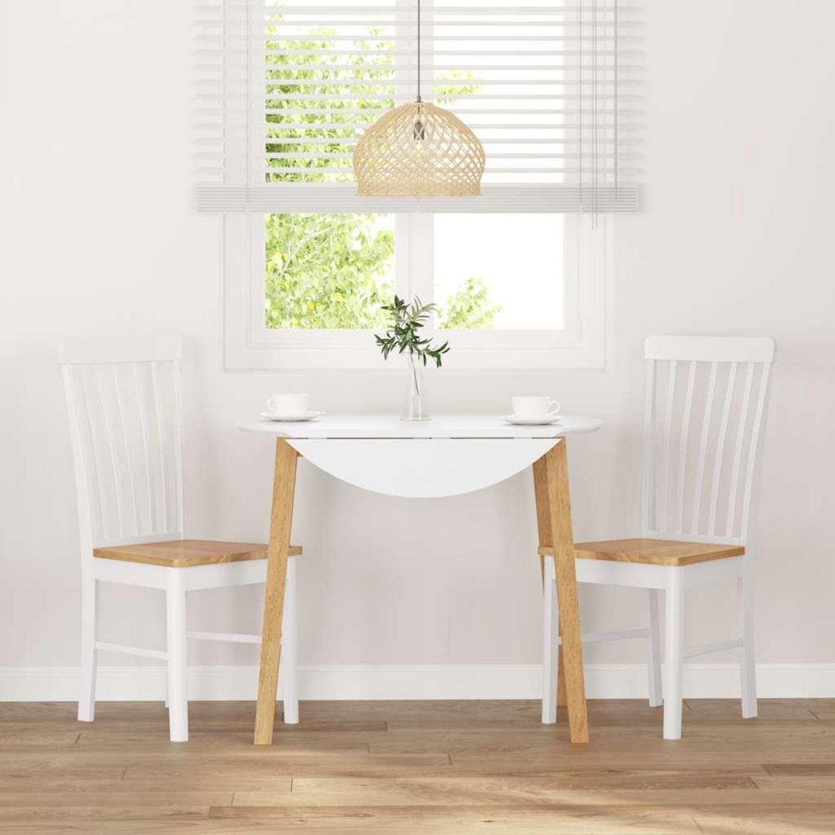 VIDAXL Chaises a manger 2 pcs blanc bois massif caoutchouc