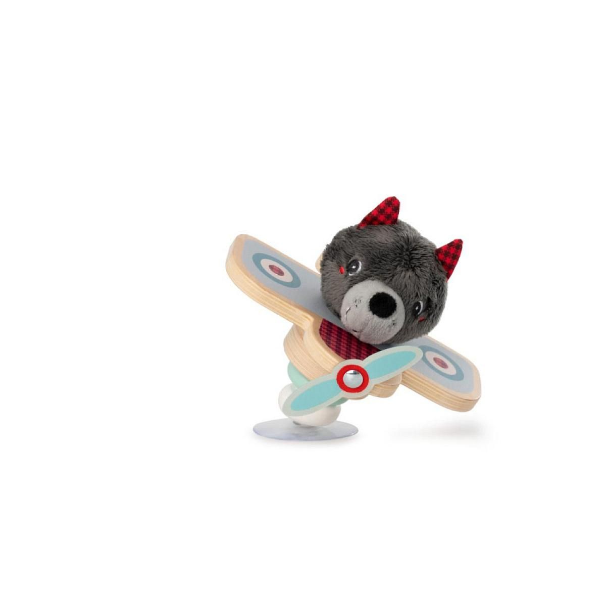 LILLIPUTIENS Louis le loup en avion swing à ventouse