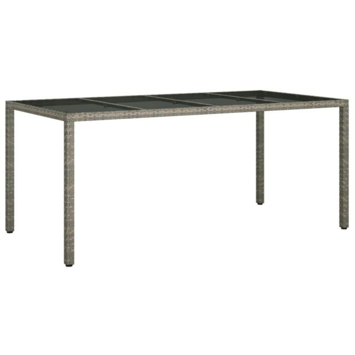 VIDAXL Table de jardin Gris 190x90x75 cm Verre trempé résine tressée
