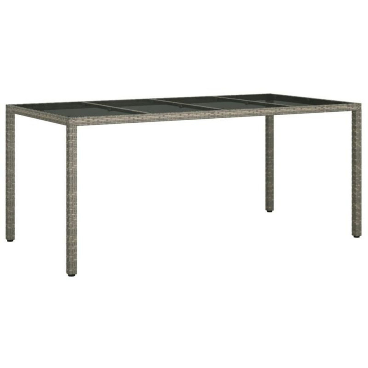VIDAXL Table de jardin Gris 190x90x75 cm Verre trempé résine tressée