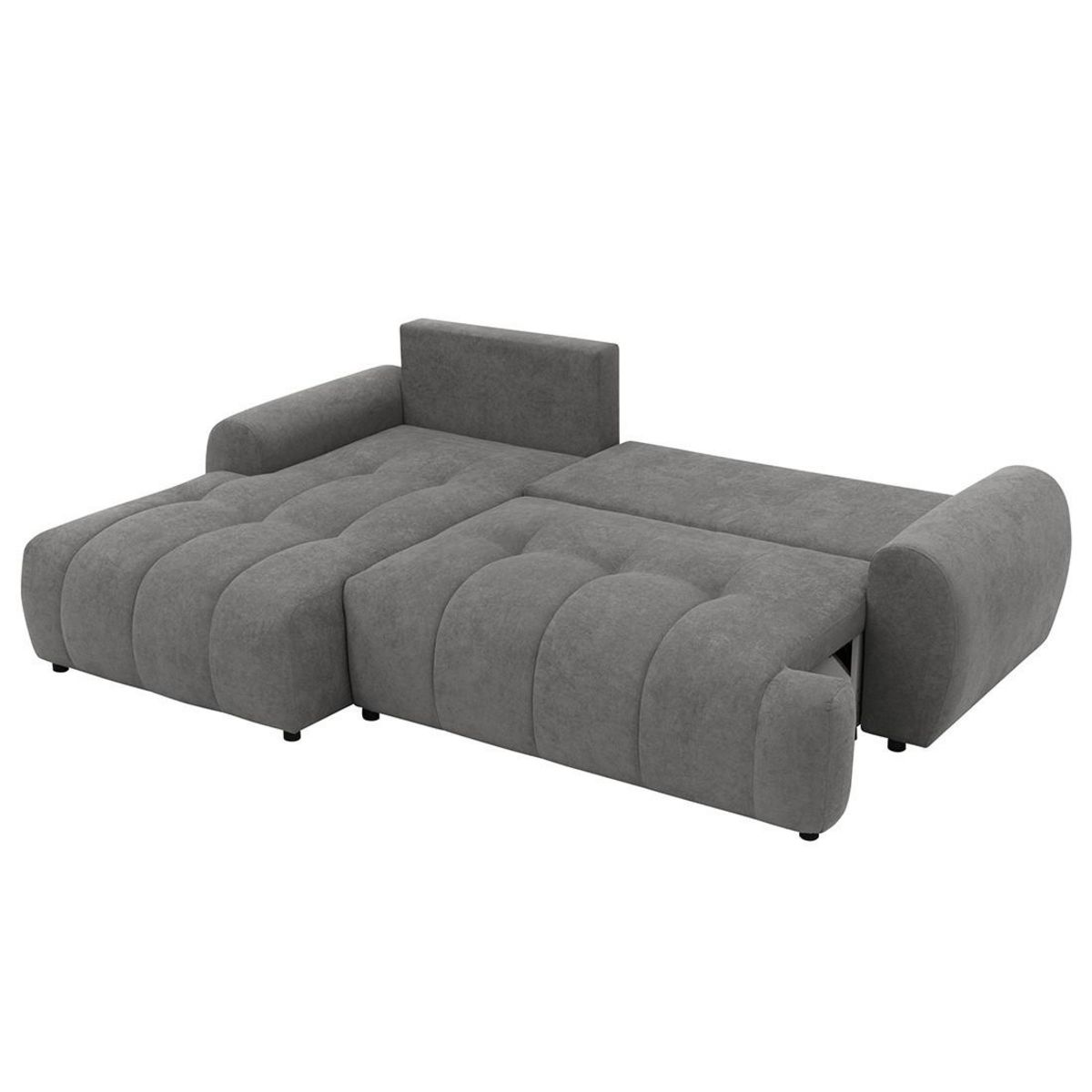 BEST MOBILIER Luzzio - canapé d'angle gauche 4 places convertible avec coffre en tissu texturé