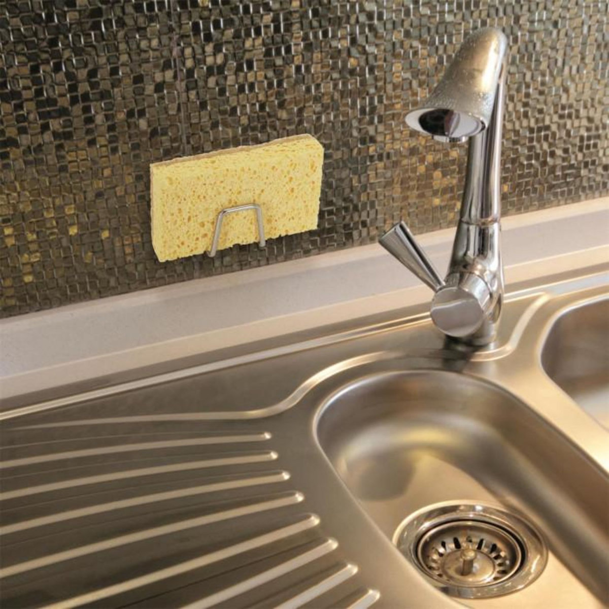 Paris Prix Support Éponge Adhésif  Inox  4cm Argent