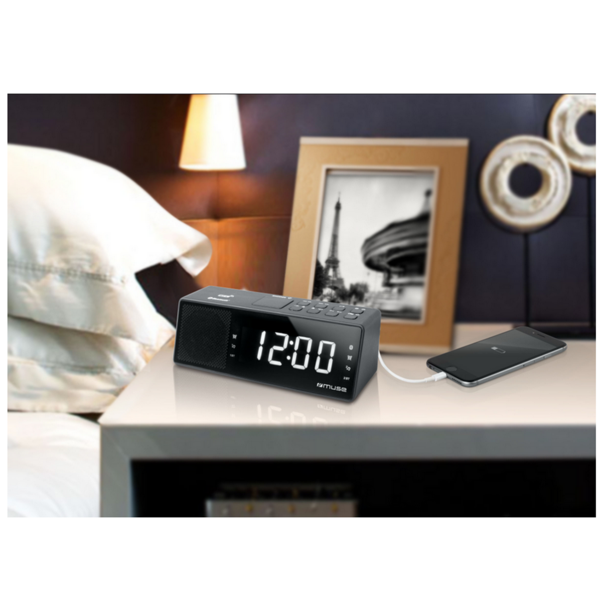 Muse Radio-réveil double alarme noir - m172bt