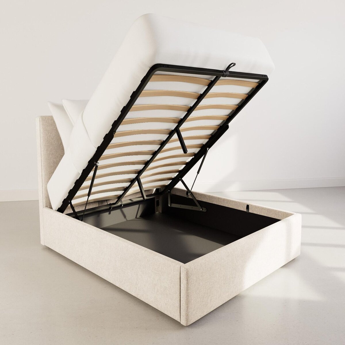 BEST MOBILIER Beanie - lit coffre - 160x200 cm - en velours - sommier inclus