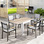 Voir la diapositive 2 : OUTSUNNY Table de jardin extensible 6 places 80/160 cm aluminium traité époxy gris clair plateau effet bois