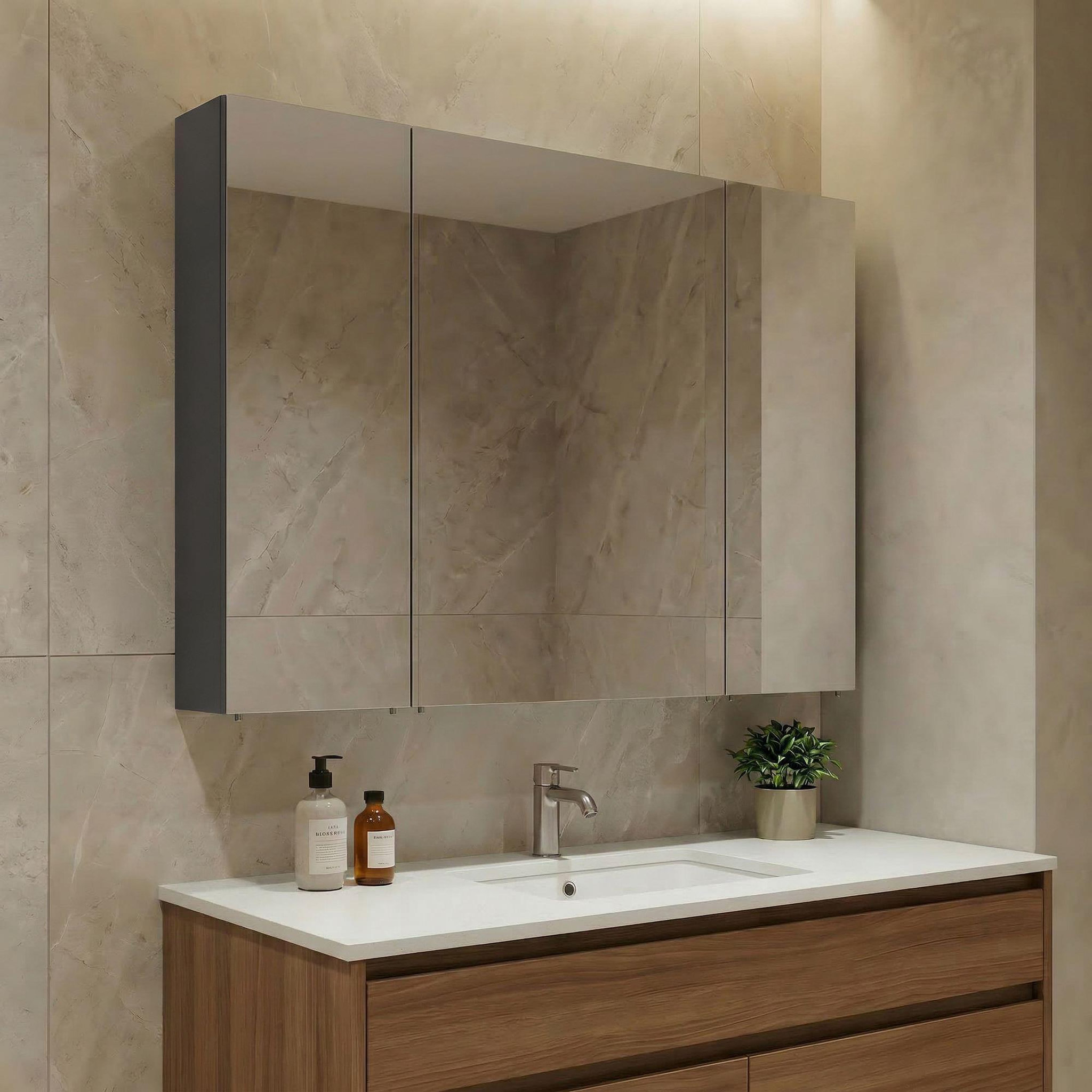 Voir la diapositive 2 : Habitat et Jardin Meuble Salle de Bain avec Miroir  Nuvola 100 v2  - 97 x 16 x 66 cm - Anthracite