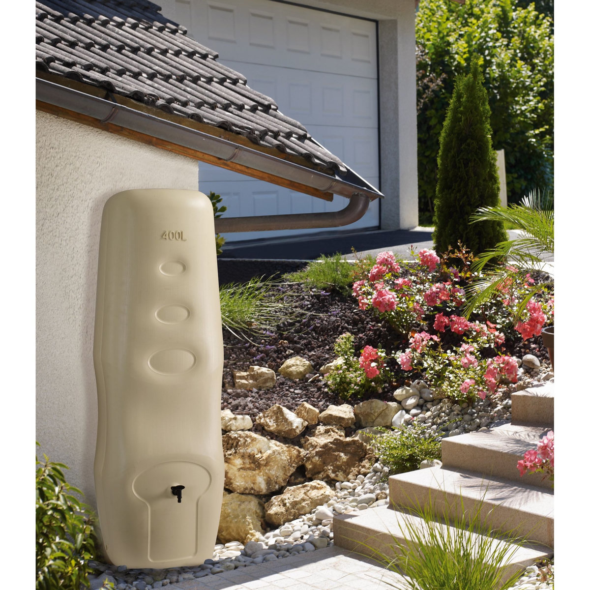 Belli Récupérateur d'eau mural Beige - 400L - PROFIL