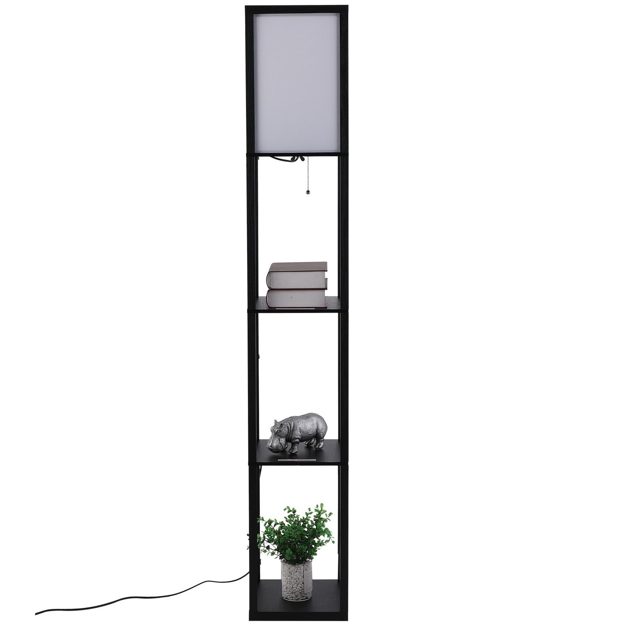 Voir la diapositive 5 : HOMCOM Lampadaire étagère lampe étagère 26L x 26l x 160H cm 3 étagères 4 niveaux MDF noir
