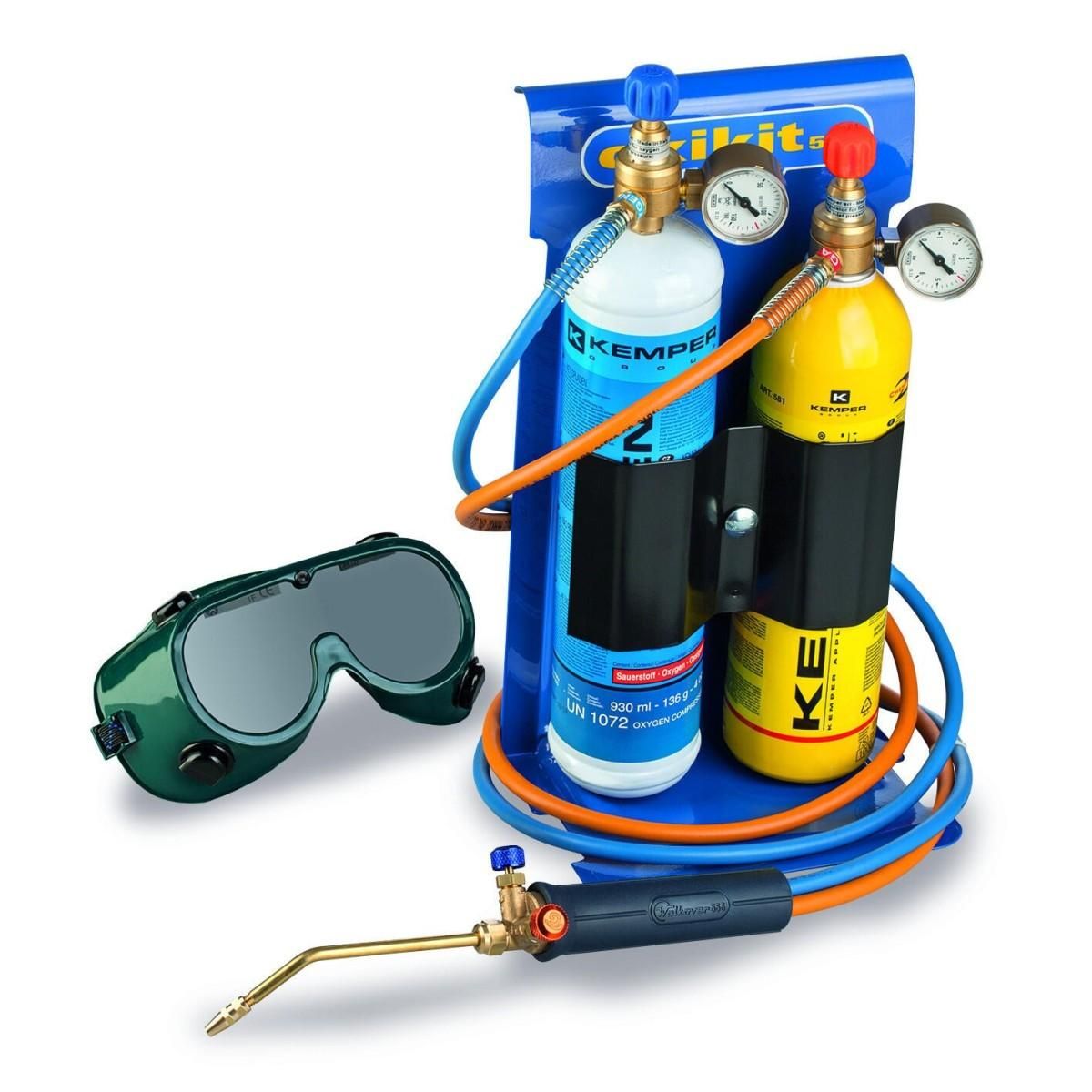 Kemper Chalumeau Bi-Gaz Oxygène Propane Pro 3300°C : Kit Complet Soudage & Brasage, Coupe Acier 5 mm, Détendeurs, Manomètres KEMPER