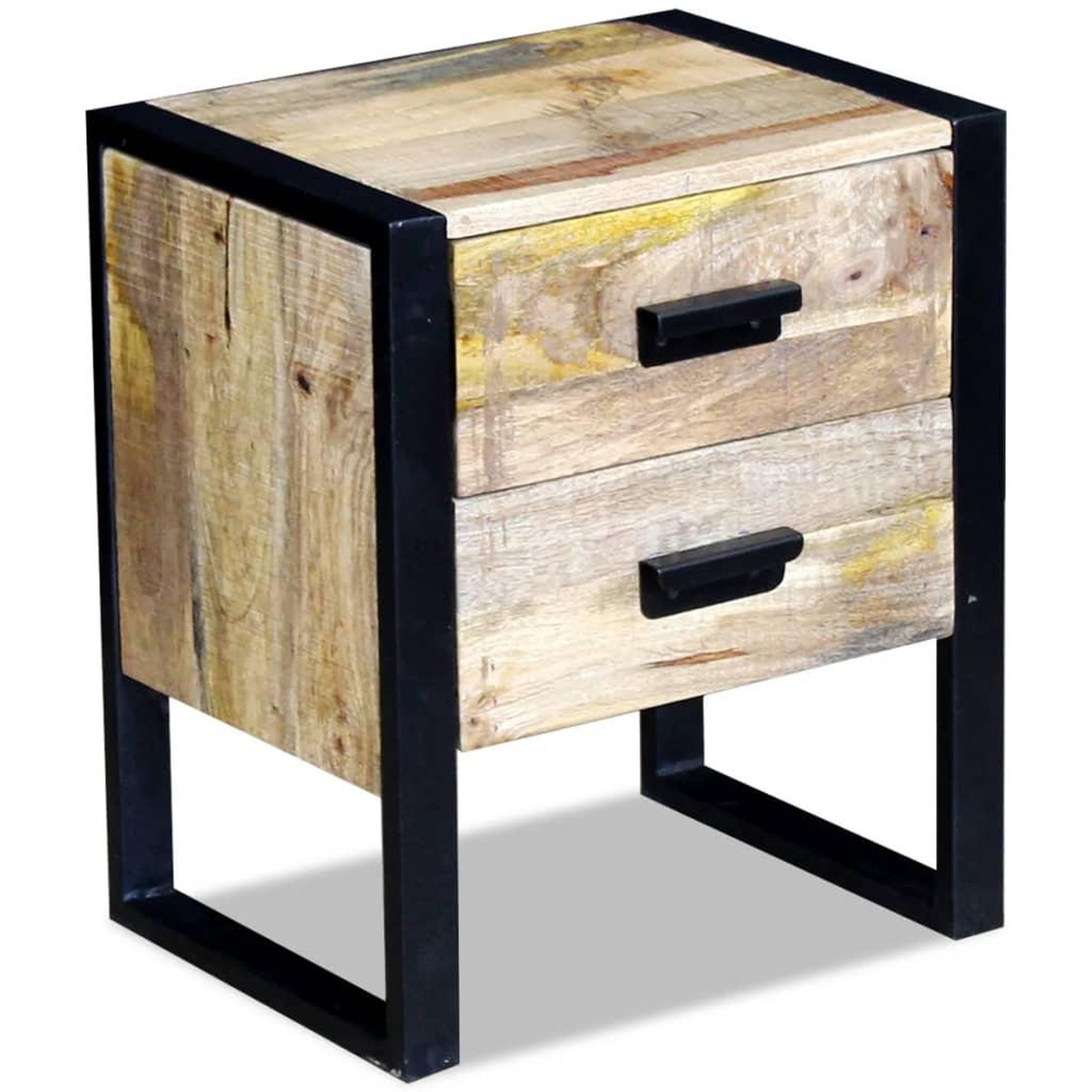 Voir la diapositive 5 : VIDAXL Table auxiliaire a 2 tiroirs bois manguier massif 43x33x51 cm